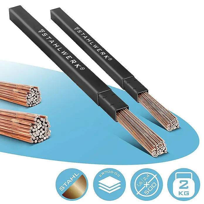 STAHLWERK Stahl-Schweißdraht WIG Set ER70S-G3 Stahl Ø 1,6 und Ø 2,4 x 500 mm -  - Stahlwerk Schweißstäbe: Die perfekten Stäbe zum Schweißen. Ideal für professionelle Ergebnisse mit hoher Qualität und Präzision.