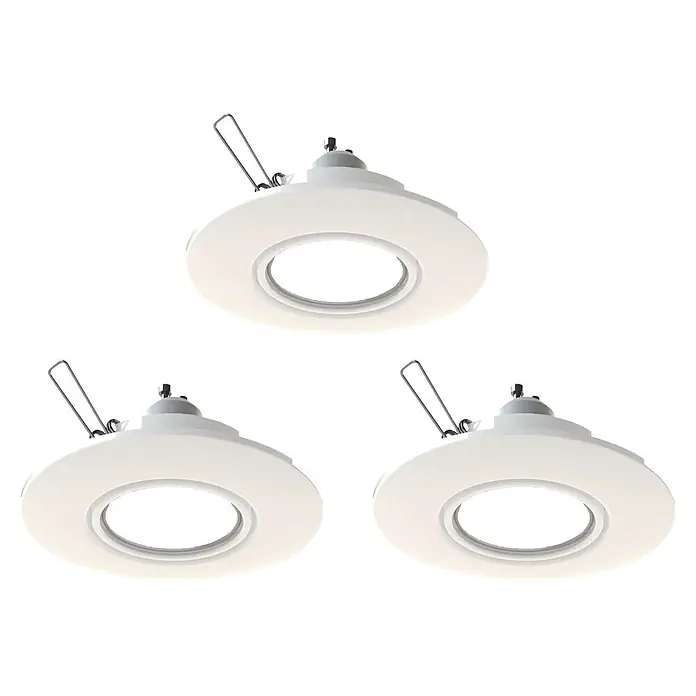 Tween Light Einbauleuchte - 50 W, GU10, Weiß, 108 mm - Drei weiße runde LED-Einbauleuchten mit Federklammern zur Installation.