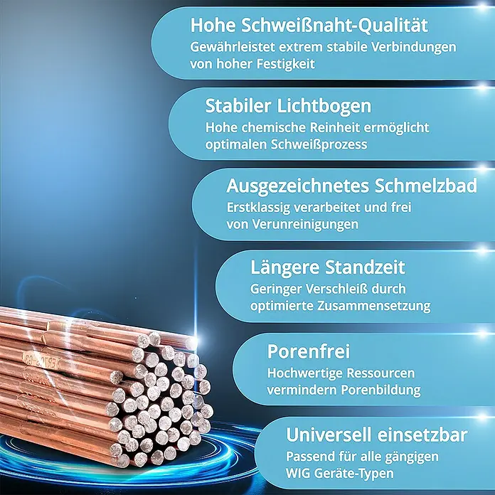 STAHLWERK WIG-Schweißstab ER70S G3 Stahl 1,6 x 500mm 2 kg - Durchmesser: 1,6 mm, Stahl - Schweißstäbe mit hoher Schweißnaht-Qualität, stabilem Lichtbogen und ausgezeichnetem Schmelzbad für universellen Einsatz.