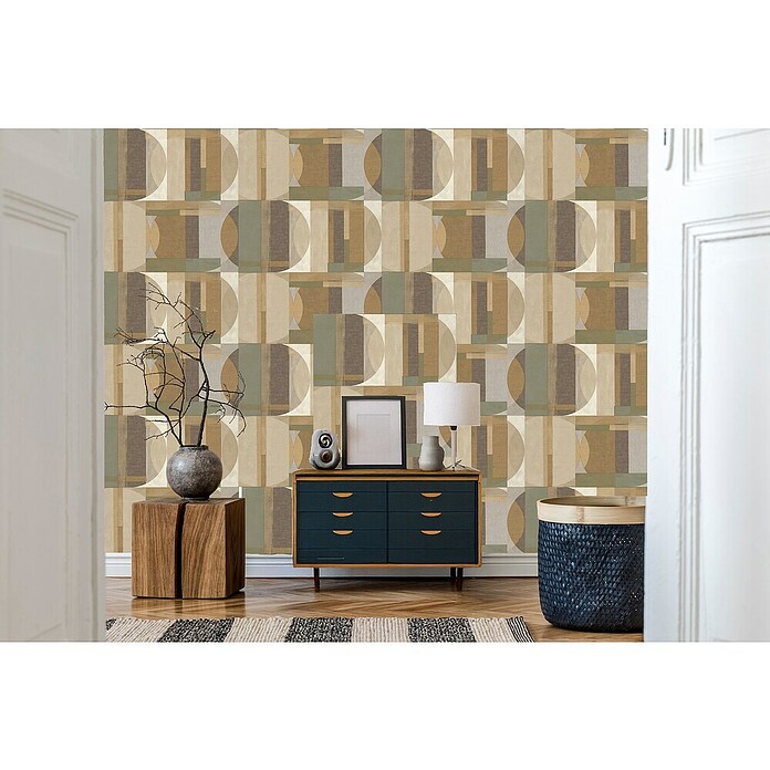 Vliesbehang Sojo Bruin/Groen (Bruin / Groen, 10 m x 53 cm) | BAUHAUS