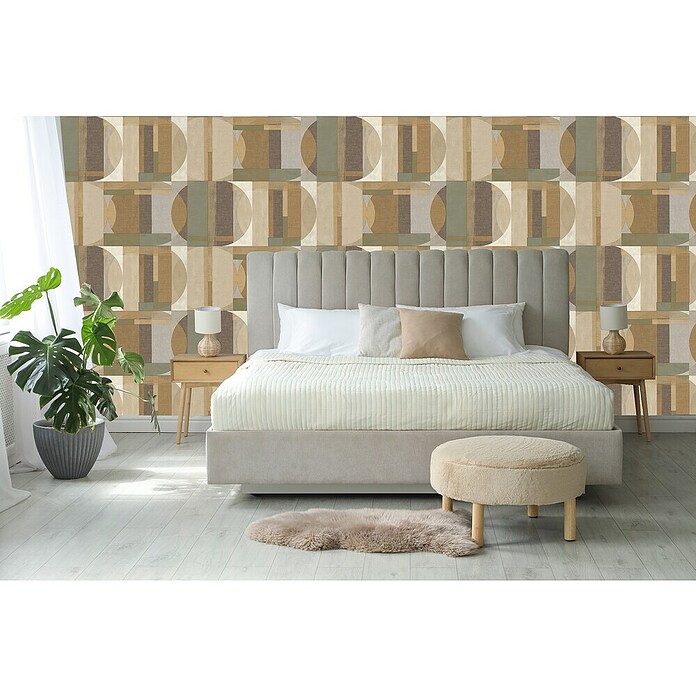 Vliesbehang Sojo Bruin/Groen (Bruin / Groen, 10 m x 53 cm) | BAUHAUS