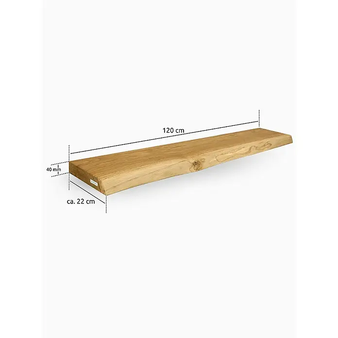 holz4home Holzregal -  - Foto eines Holzregals mit den Maßen 120 cm Länge, 22 cm Tiefe und 40 mm Dicke, ideal für die Wandmontage.