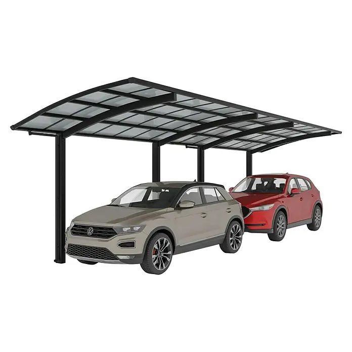 Ximax Carport Portoforte Typ 80 Tandem - Außenmaß inkl. Dachüberstand (B x T): 3,01 x 11,03 m, Schwarz - Ein Doppelcarport schützt zwei Autos vor Wettereinflüssen und bietet mit seinem eleganten Design einen modernen Unterstand.