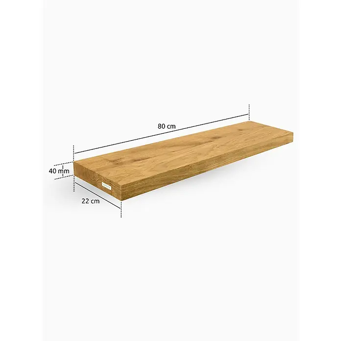 holz4home Holzregal -  - Abbildung eines Holzregals mit den Maßen 80 cm Länge, 22 cm Breite und 40 mm Dicke.