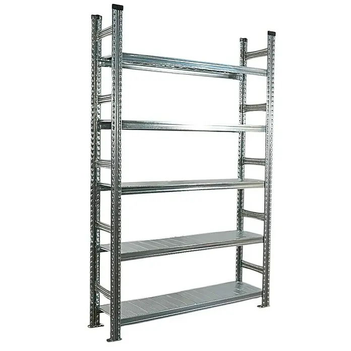 Proregal Aktenregal PROXIMO Grundregal - H x B x T: 200 x 120 x 32 cm, Anzahl Böden: 5 Stk., Stecken, Verzinkt - Ein freistehendes, hohes Metallregal mit sechs Regalböden, ideal für Lagerung und Organisation in Werkstatt oder Garage.