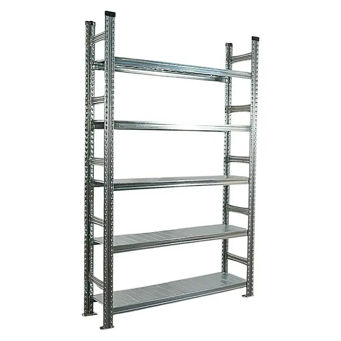 Proregal Aktenregal PROXIMO Grundregal - H x B x T: 210 x 120 x 32 cm, Anzahl Böden: 5 Stk., Stecken, Verzinkt - Ein freistehendes, hohes Metallregal mit sechs Regalböden, ideal für Lagerung und Organisation in Werkstatt oder Garage.