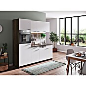 Respekta Cocina (Ancho: 205 cm, Con placa vitrocerámica, Imitación de madera de roble York, Blanco)