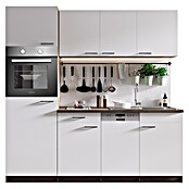 Respekta Cocina (Ancho: 205 cm, Con placa vitrocerámica, Imitación de madera de roble York, Blanco)