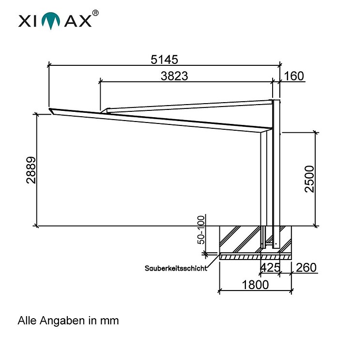 Ximax My-Port Next Carport (L x B: 5,14 x 2,33 m, Einfahrtshöhe: 2,489 m)