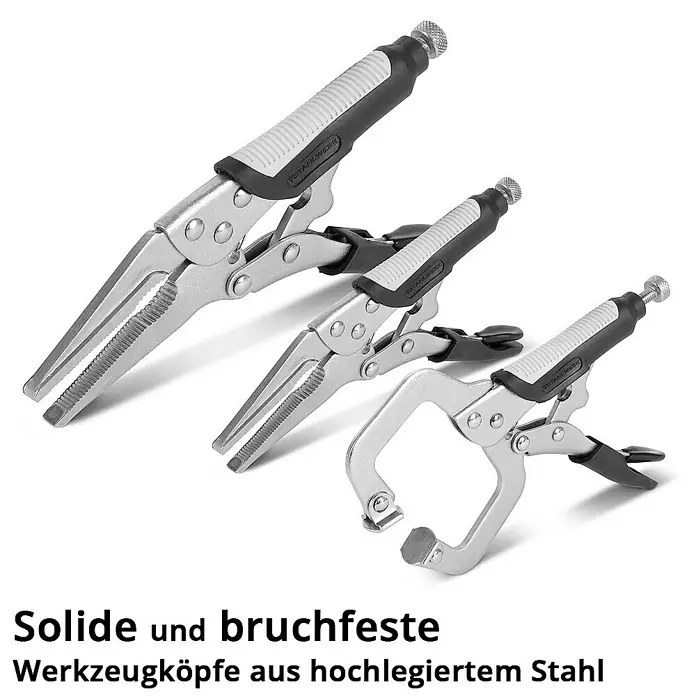 STAHLWERK Zangen-Set Gripzangen Set 6-teilig -  - Dreiteiliges Set von Zangen mit verstellbarem Griff und Stahlkopf.