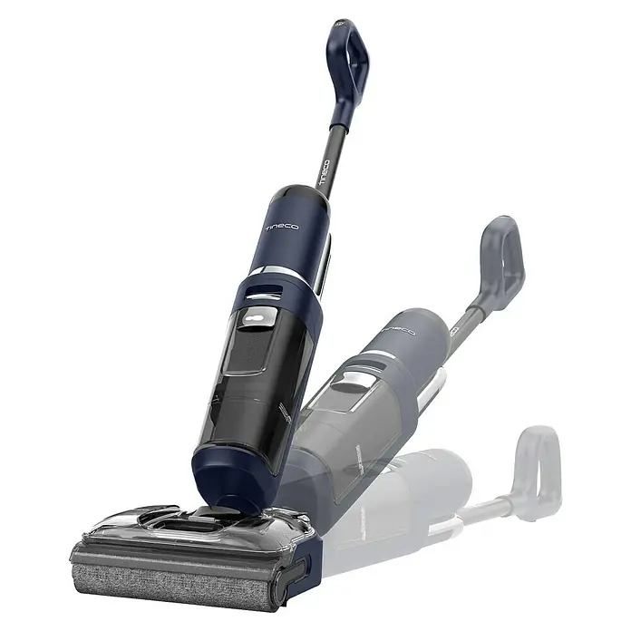 Tineco Akku-Nass-Trockensauger FLOOR ONE S7 Strech - Saugkraft: 21.000 Pa, Akkulaufzeit: 50 min, Wassertankvolumen: 1 l - Abbildung eines Tineco Nass-Trockensaugers. Das Produkt ist schlank, kabellos und hat einen Griff.