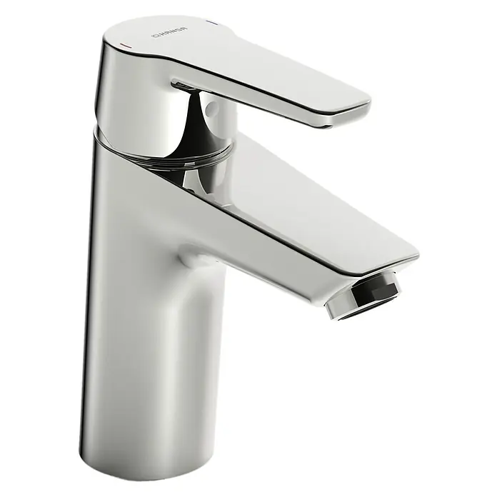 Hansa Polo Waschtischarmatur XL - Ohne Zugstange, Chrom, Glänzend - Bild einer glänzenden Hansa Waschtischarmatur mit Hebel. Das Design ist modern und funktional, ideal für jedes Badezimmer.