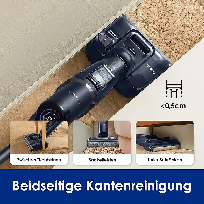 Tineco Akku-Nass-Trockensauger FLOOR ONE S7 Strech - Saugkraft: 21.000 Pa, Akkulaufzeit: 50 min, Wassertankvolumen: 1 l - Staubsauger von Tineco, der unter Möbeln und an Kanten reinigt. Perfekt für schwer zugängliche Stellen.
