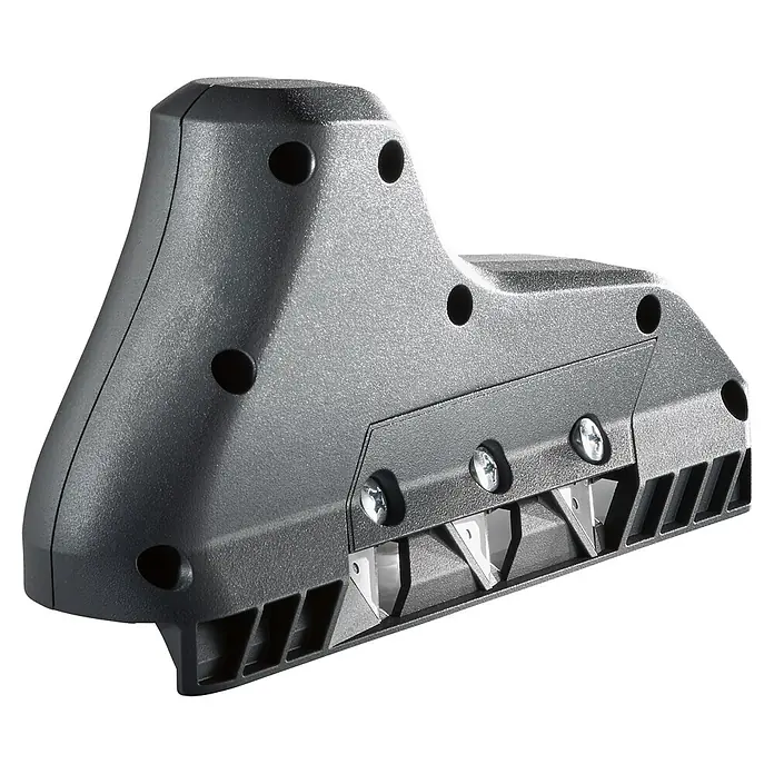 Wolfcraft Canteadora triple - Número de cuchillas de cepillo: 3 ud., Apto para: Placas de yeso laminado - La imagen muestra un pelacables multifuncional con múltiples cuchillas, que permite un pelado eficiente y preciso de los cables.