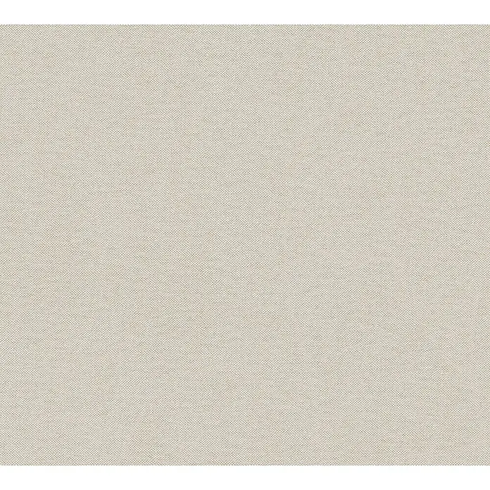 A.S. Création Hygge 3 Vliestapete - Beigegrau, Uni, 10,05 x 0,53 m - Detailaufnahme einer beigen Stoffstruktur. Ideal für Hintergründe oder Textilien. Die feine Webart sorgt für eine elegante Optik.