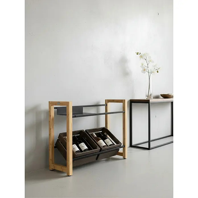 holz4home Getränkekistenregal - Anzahl Böden: 0 Stk., Schrauben, Braun - Weinregal aus Holz und Metall mit Weinflaschen, stilvoll und funktional für die Aufbewahrung. Elegantes Design für moderne Einrichtungen.