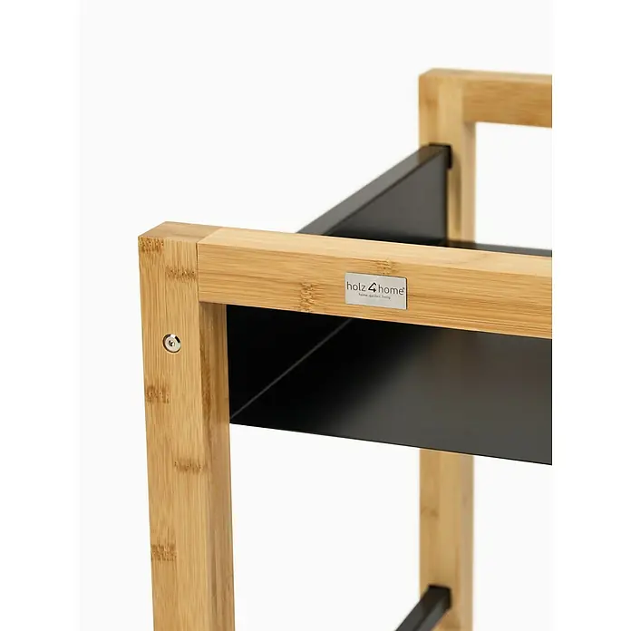 holz4home Getränkekistenregal - Anzahl Böden: 0 Stk., Schrauben, Braun - Nahaufnahme eines Holzregals mit Metalleinsätzen, das ein elegantes und modernes Design für Ihr Zuhause bietet.