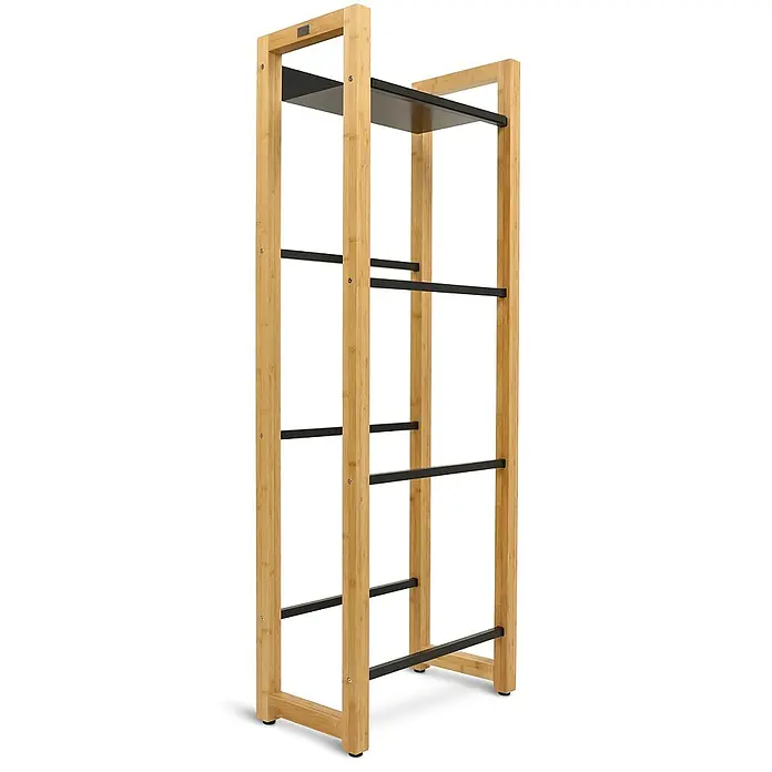 holz4home Getränkekistenregal - Anzahl Böden: 0 Stk., Schrauben, Braun - Bambusregal mit vier Ebenen, ideal zur Aufbewahrung von Handtüchern oder als dekoratives Element. Das Regal hat ein schlichtes, modernes Design.