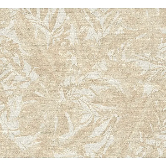 A.S. Création Cosmoliving by Cosmopolitan Vliestapete Blätter - Beige-Creme-Braun, Floral, 10,05 x 0,53 m - Beige Tapete mit Blattmuster. Elegante Wandgestaltung für ein stilvolles Zuhause mit zartem botanischem Design und subtiler Textur.