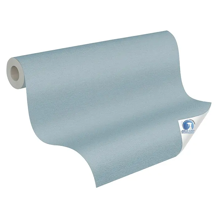 A.S. Création Designdrop Vliestapete - Blau, Uni, 10,05 x 0,53 m - Eine Rolle Aqua Grip Technologie Tapete, die ein einfaches Anbringen durch einfaches Anfeuchten der Rückseite ermöglicht.