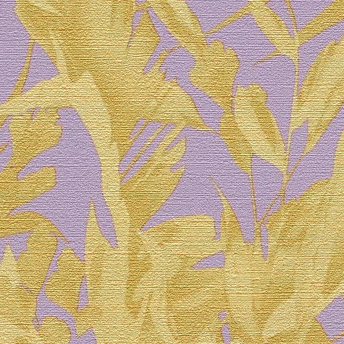 A.S. Création Cosmoliving by Cosmopolitan Vliestapete Blätter - Lila-Gold-Braun, Floral, 10,05 x 0,53 m - Goldene Blätter und lila Hintergrund mit Textur schaffen ein florales Muster für Stoffe oder Tapeten mit einem künstlerischen Touch.