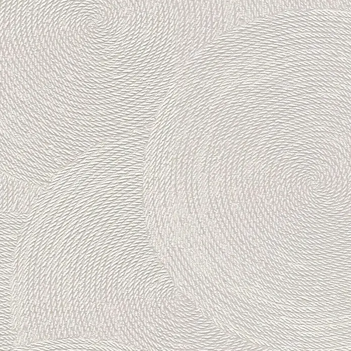 A.S. Création Hygge 3 Vliestapete Kreise - Creme-Weiß, Grafisch, 10,05 x 0,53 m - Texturiertes, abstraktes Muster mit spiralförmigen Motiven, die ein elegantes und modernes Design für Wandverkleidungen oder Dekor bieten.