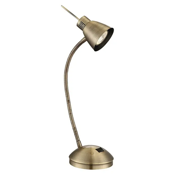 Globo Nuova LED-Tischleuchte - 3 W, Altmessing, Warmweiß - Elegante Schreibtischleuchte in antikem Gold-Finish mit flexiblem Hals für optimale Beleuchtung. Ideal für Büro und Zuhause.