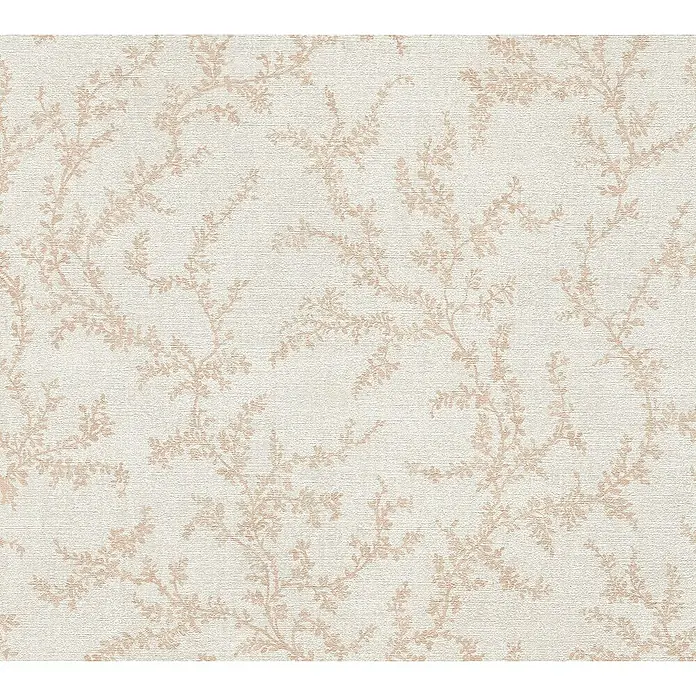 A.S. Création Hygge 3 Vliestapete Ranken - Creme-Braun-Beige, Floral, 10,05 x 0,53 m - Elegante Tapete mit einem zarten floralen Muster in Beige auf einem cremefarbenen Hintergrund, ideal für eine stilvolle Raumgestaltung.