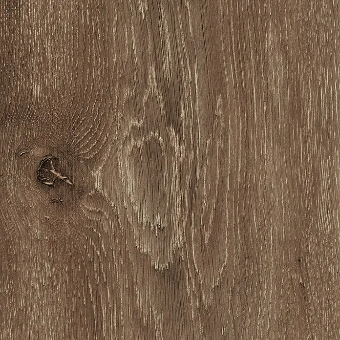 MyStyle MyArt Laminat - Earthen Oak, Landhausdiele, 1.285 x 192 x 12 mm - Nahaufnahme von Holzoberfläche, die die Maserung und Astlöcher hervorhebt, ideal für Texturen und Hintergründe.