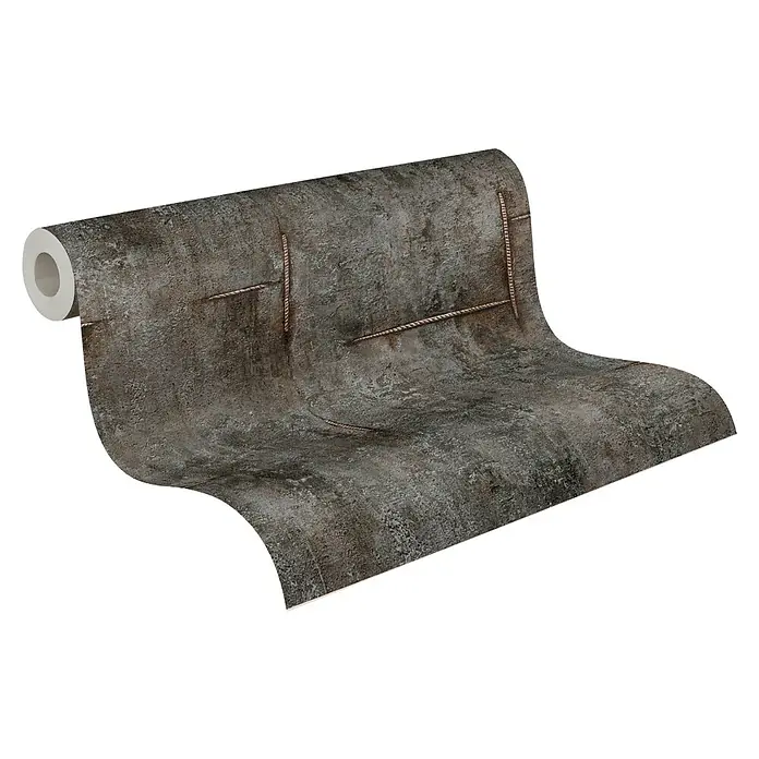 A.S. Création Cosmoliving by Cosmopolitan Vliestapete Beton - Grau-Braun-Schwarz, Betonoptik, 10,05 x 0,53 m - Eine Rolle "Beton Rustikal" Tapete mit einem Muster aus Beton und Rost, die eine industrielle Optik erzeugt.