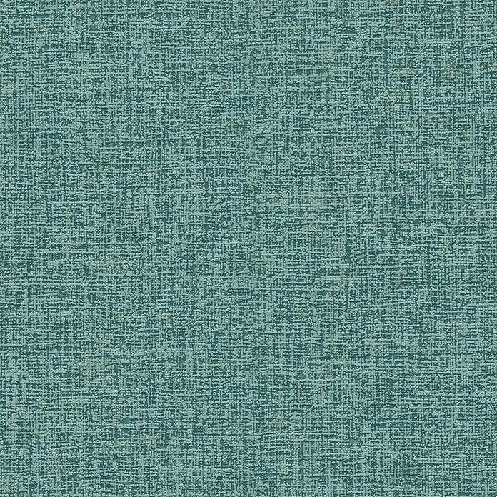 A.S. Création Cosmoliving by Cosmopolitan Vliestapete - Petrolgrün, Uni, 10,05 x 0,53 m - Detailaufnahme eines strukturierten, blaugrünen Stoffes, ideal für Möbelbezüge oder Wandverkleidungen. Die feine Textur bietet eine interessante Oberfläche.
