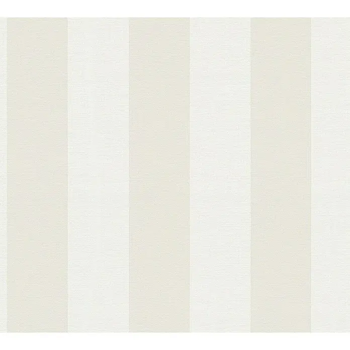 A.S. Création Designdrop Vliestapete - Creme-Beige, Streifen, 10,05 x 0,53 m - Elegante Tapete mit beigen und weißen Streifen, die jedem Raum eine stilvolle und ruhige Atmosphäre verleiht. Die Textur sorgt für eine hochwertige Optik.