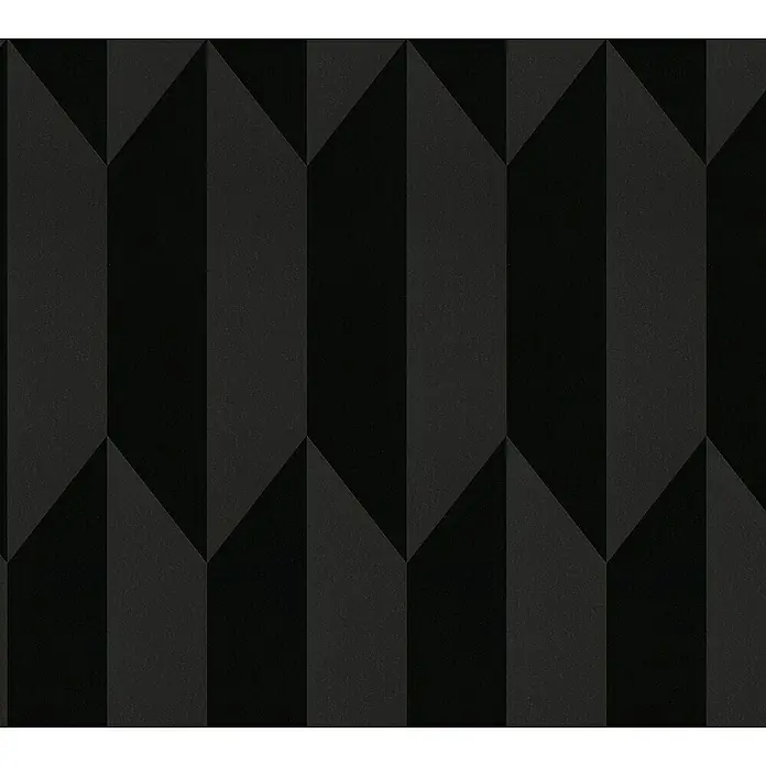 A.S. Création Cosmoliving by Cosmopolitan Vliestapete 3D-Grafik - Schwarz-Metallic, Grafisch, 10,05 x 0,53 m - Abstraktes, nahtloses Muster mit vertikalen, geometrischen Formen in Schwarz- und Grautönen, ideal für moderne Hintergründe und Texturen.