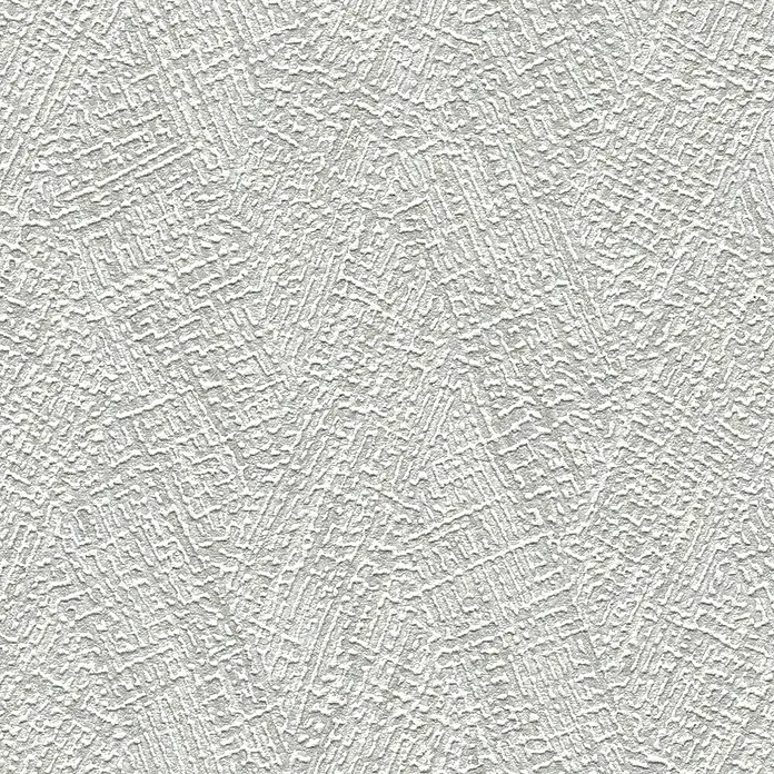 A.S. Création Hygge 3 Vliestapete - Hellgrau, Uni, 10,05 x 0,53 m - Nahaufnahme einer weißen, strukturierten Vinyltapete, die eine subtile, geprägte Oberfläche für eine elegante Wandgestaltung bietet.
