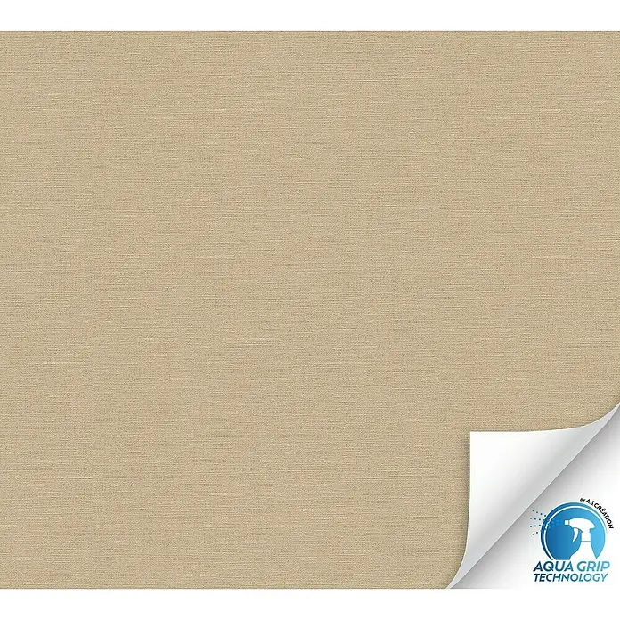 A.S. Création Designdrop Vliestapete - Braun, Uni, 10,05 x 0,53 m - Beige Tapete mit Aqua Grip Technologie und gewendetem Eck für Feuchträume, strapazierfähig und leicht zu reinigen.