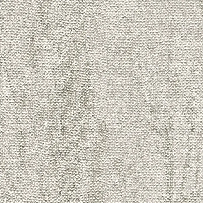A.S. Création Hygge 3 Vliestapete Floral - Grau, Floral, 10,05 x 0,53 m - Eine Nahaufnahme einer hellen, strukturierten Stoffoberfläche, die eine fein gewebte Textur mit subtilen Farbvariationen zeigt.