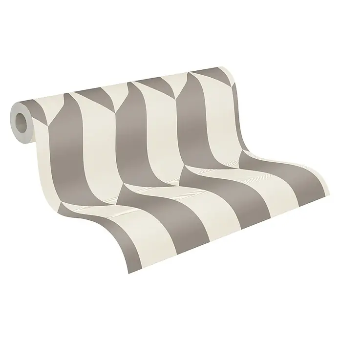 A.S. Création Cosmoliving by Cosmopolitan Vliestapete 3D-Grafik - Creme-Metallic, Grafisch, 10,05 x 0,53 m - Eine Rolle Tapete mit einem modernen, geometrischen Muster in Beige- und Grautönen. Ideal, um jedem Raum einen stilvollen Touch zu verleihen.