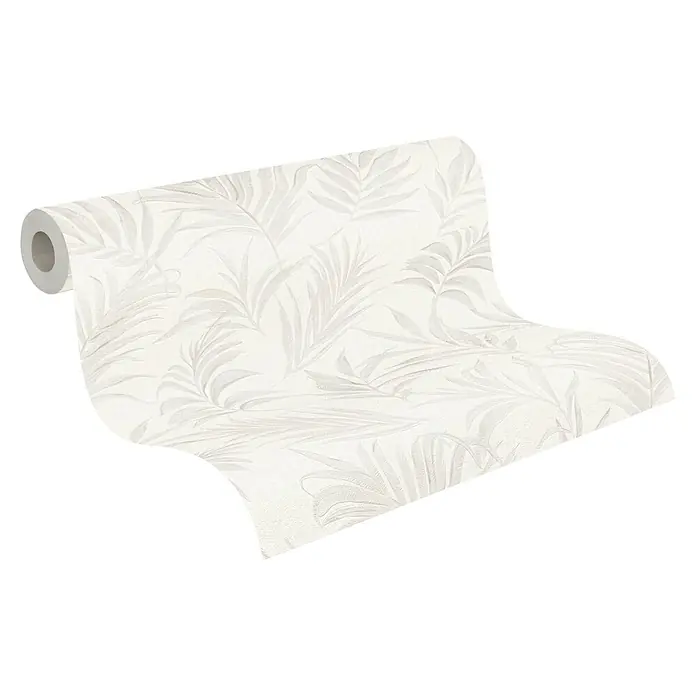 A.S. Création Cosmoliving by Cosmopolitan Vliestapete Ranken - Weiß-Creme, Floral, 10,05 x 0,53 m - Elegante Tapetenrolle mit zartem Blattmuster. Die stilvolle Tapete verleiht jedem Raum eine natürliche und harmonische Atmosphäre.