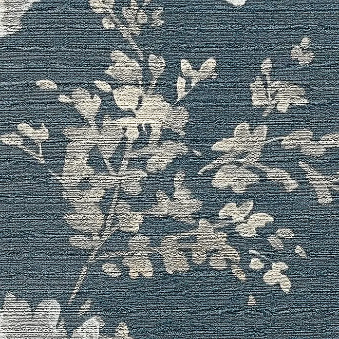 A.S. Création Cosmoliving by Cosmopolitan Vliestapete Blüten - Blau-Metallic-Weiß, Floral, 10,05 x 0,53 m - Blaues Gewebemuster mit einem zarten floralen Design, das Eleganz und Textur in jeden Raum bringt. Ideal für stilvolle Akzente.