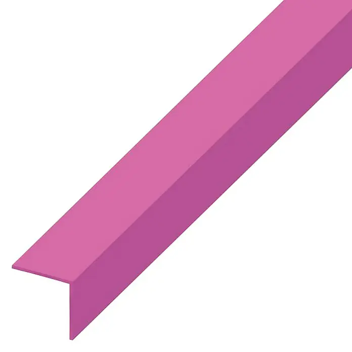 Kantoflex Winkelprofil - 1.000 x 30 x 30 mm, Stärke: 1,1 mm, Pink - Nahaufnahme eines rosa Winkelschutzes. Der Winkelschutz ist auf einem weißen Hintergrund platziert und schützt Ecken vor Beschädigungen.