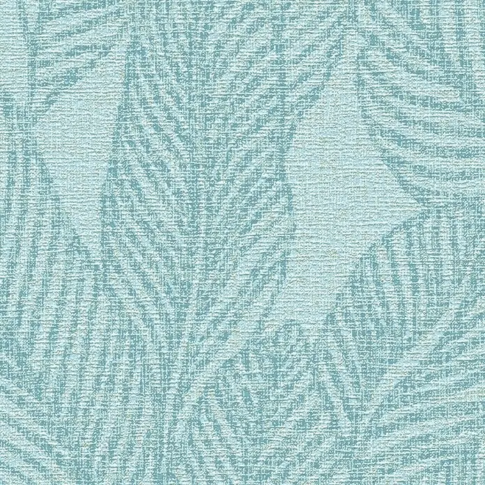 A.S. Création Cosmoliving by Cosmopolitan Vliestapete Blätter - Blau-Gold, Floral, 10,05 x 0,53 m - Helles, strukturiertes Tapetenmuster mit zarten Blattmotiven in sanften Blautönen. Ideal für eine beruhigende Raumgestaltung.
