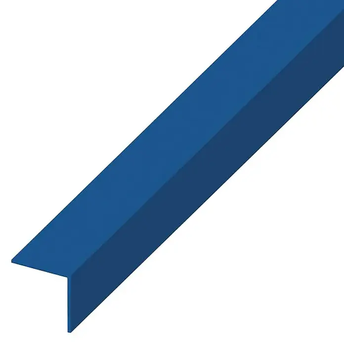 Kantoflex Winkelprofil - 2.500 x 25 x 25 mm, Stärke: 1 mm, Blau - Abbildung eines blauen Kantenschutzes. Der Kantenschutz bietet idealen Schutz für Ecken und Kanten und ist in Blau gehalten.