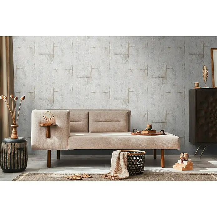 A.S. Création Cosmoliving by Cosmopolitan Vliestapete Beton - Grau-Braun, Betonoptik, 10,05 x 0,53 m - Beige Couch mit einzigartigem Design, perfekt für ein stilvolles Wohnzimmer.  Ein dekorativer Blickfang.