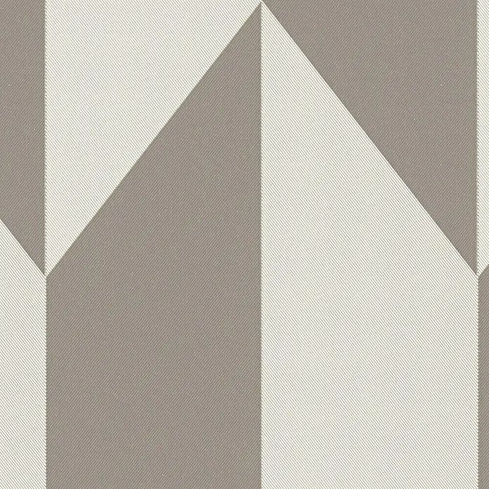 A.S. Création Cosmoliving by Cosmopolitan Vliestapete 3D-Grafik - Creme-Metallic, Grafisch, 10,05 x 0,53 m - Geometrisches Muster in Beige- und Grautönen mit feinen Linien, ideal für moderne Wandgestaltungen und Textilien.