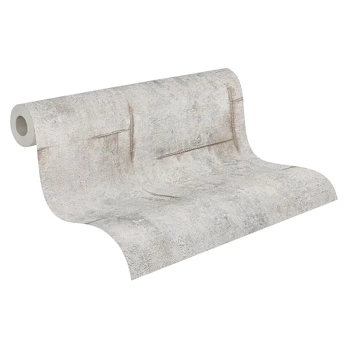 A.S. Création Cosmoliving by Cosmopolitan Vliestapete Beton - Grau-Braun, Betonoptik, 10,05 x 0,53 m - Rolle einer grauen Zementtapete mit Seildetails. Das Produkt verleiht Räumen einen industriellen, aber stilvollen Look und erzeugt eine interessante Textur.