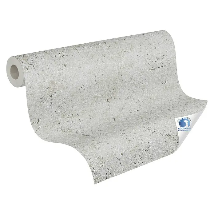 A.S. Création Designdrop Vliestapete Beton - Grau, Betonoptik, 10,05 x 0,53 m - Eine Rolle graue Tapete mit Betonoptik und Aqua Grip Technologie, die ein modernes und industrielles Ambiente schafft.