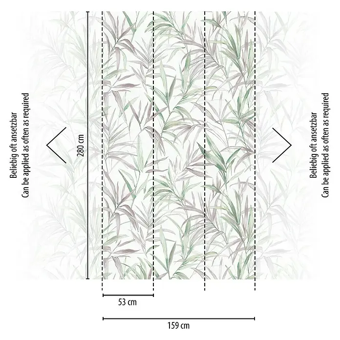 A.S. Création Cosmoliving by Cosmopolitan Fototapete Florales Allover-Motiv - B x H: 159 x 280 cm, Vlies - Fototapete mit einem Muster aus zarten, grünen und braunen Blättern, ideal für eine ruhige Raumatmosphäre.
