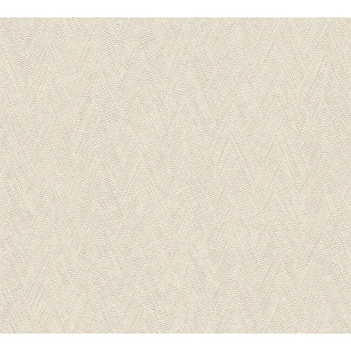 A.S. Création Hygge 3 Vliestapete - Beigebraun, Uni, 10,05 x 0,53 m - Feiner, beiger Wandbelag mit dezentem Fischgrätmuster und angenehmer Textur für eine warme und einladende Atmosphäre im Raum.