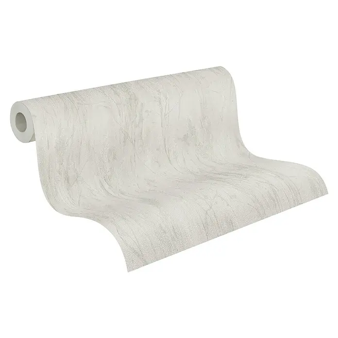 A.S. Création Hygge 3 Vliestapete Floral - Grau, Floral, 10,05 x 0,53 m - Eine Rolle weiße Tapete mit einer feinen Textur und einem subtilen Muster, ideal für eine elegante Wandgestaltung im Innenbereich.