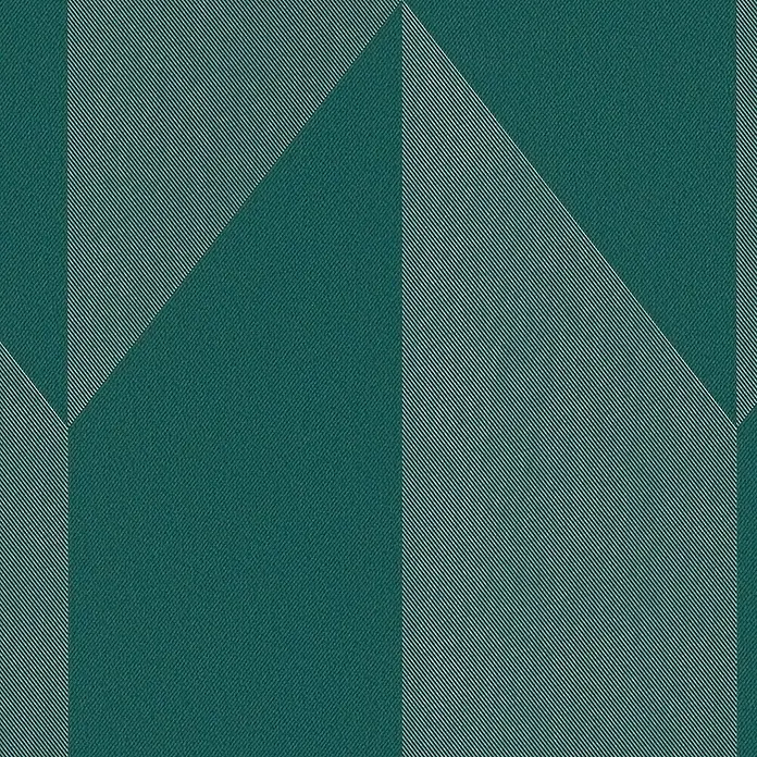 A.S. Création Cosmoliving by Cosmopolitan Vliestapete 3D-Grafik - Blau-Metallic, Grafisch, 10,05 x 0,53 m - Abstraktes Muster in smaragdgrün mit feinen, weißen Linien, die geometrische Formen bilden. Ein modernes, stilvolles Design für Wanddekoration.